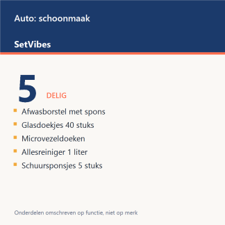 Auto: schoonmaak Set 5-delig Basis - overzicht van de 5 onderdelen
