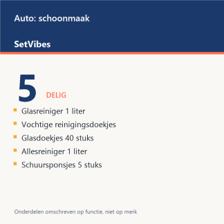 Auto: schoonmaak Set 5-delig Mix - overzicht van de 5 onderdelen