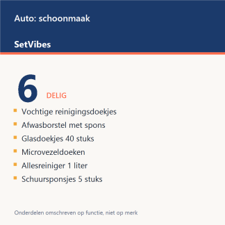 Auto: schoonmaak Set 6-delig - overzicht van de 6 onderdelen
