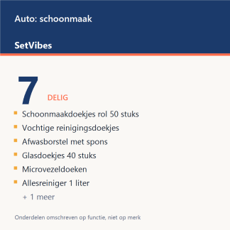 Auto: schoonmaak Set 7-delig Basis - overzicht van de 7 onderdelen
