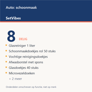 Auto: schoonmaak Set 8-delig - overzicht van de 8 onderdelen
