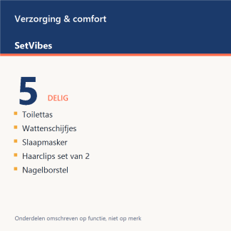 Verzorging & comfort Set 5-delig Basis - overzicht van de 5 onderdelen