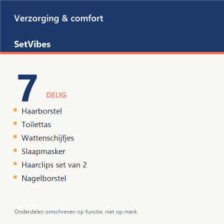 Verzorging & comfort Set 7-delig Basis - overzicht van de 7 onderdelen