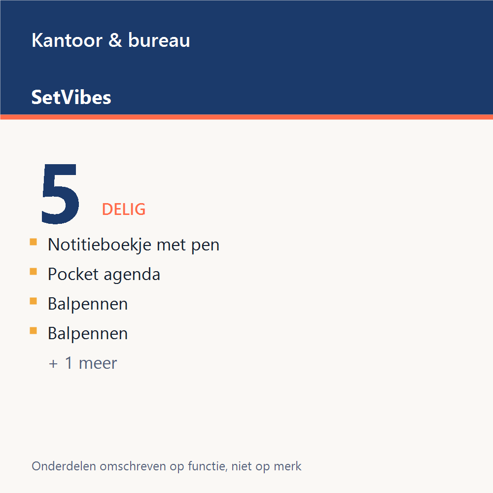 Kantoor & bureau Set 5-delig Mix - overzicht van de 5 onderdelen