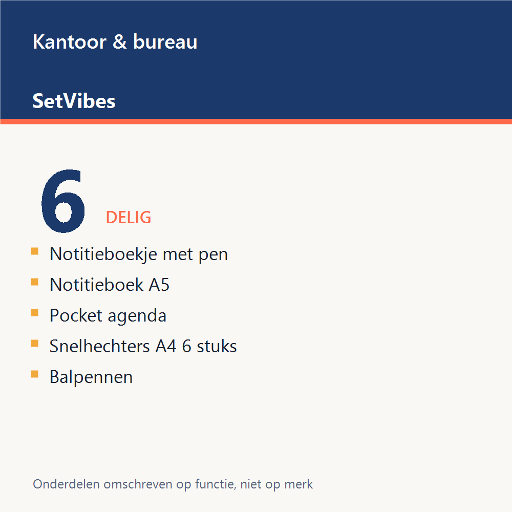 Kantoor & bureau Set 6-delig - overzicht van de 6 onderdelen