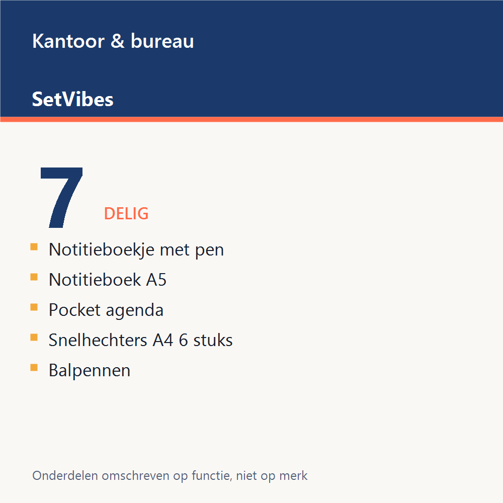 Kantoor & bureau Set 7-delig Basis - overzicht van de 7 onderdelen