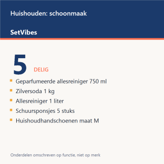 Huishouden: schoonmaak Set 5-delig Basis - overzicht van de 5 onderdelen