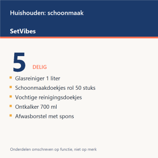 Huishouden: schoonmaak Set 5-delig Luxe - overzicht van de 5 onderdelen