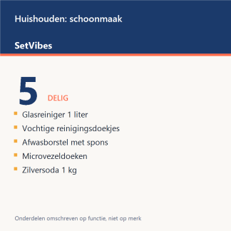 Huishouden: schoonmaak Set 5-delig Mix - overzicht van de 5 onderdelen