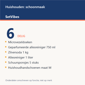 Huishouden: schoonmaak Set 6-delig - overzicht van de 6 onderdelen