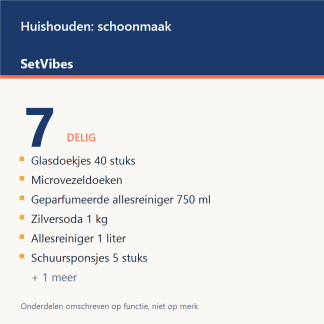 Huishouden: schoonmaak Set 7-delig Basis - overzicht van de 7 onderdelen