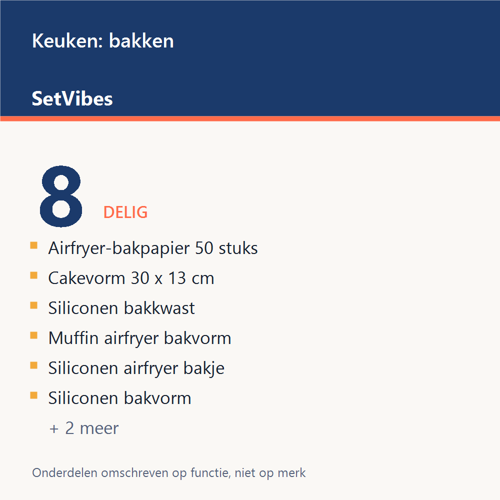 Keuken: bakken Set 8-delig - overzicht van de 8 onderdelen