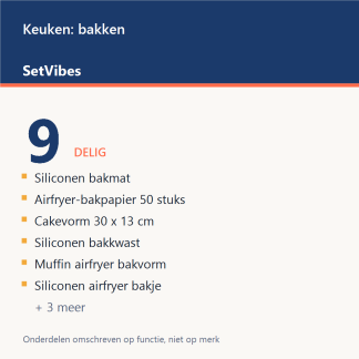 Keuken: bakken Set 9-delig - overzicht van de 9 onderdelen