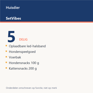 Huisdier Set 5-delig Basis - overzicht van de 5 onderdelen