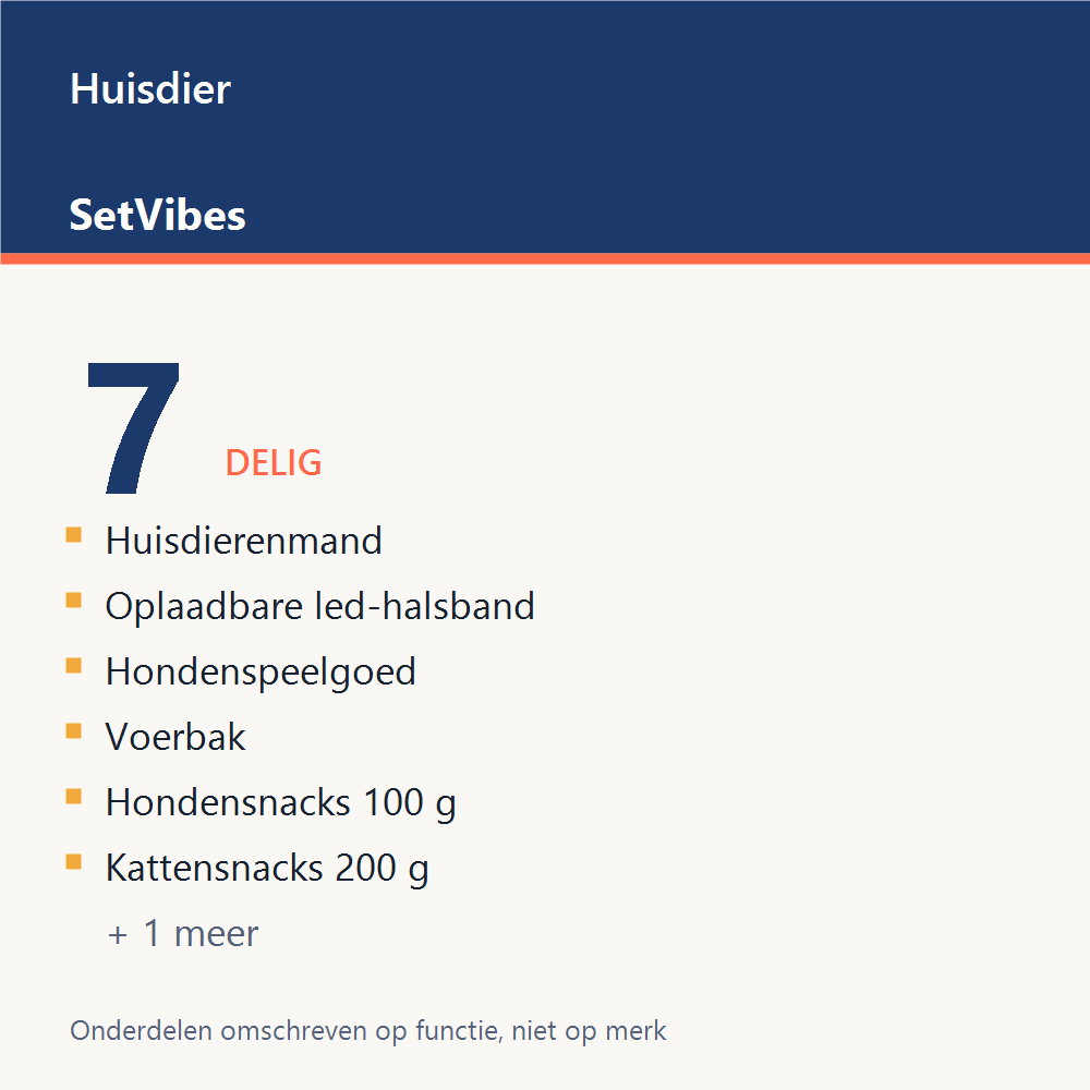 Huisdier Set 7-delig Luxe - overzicht van de 7 onderdelen