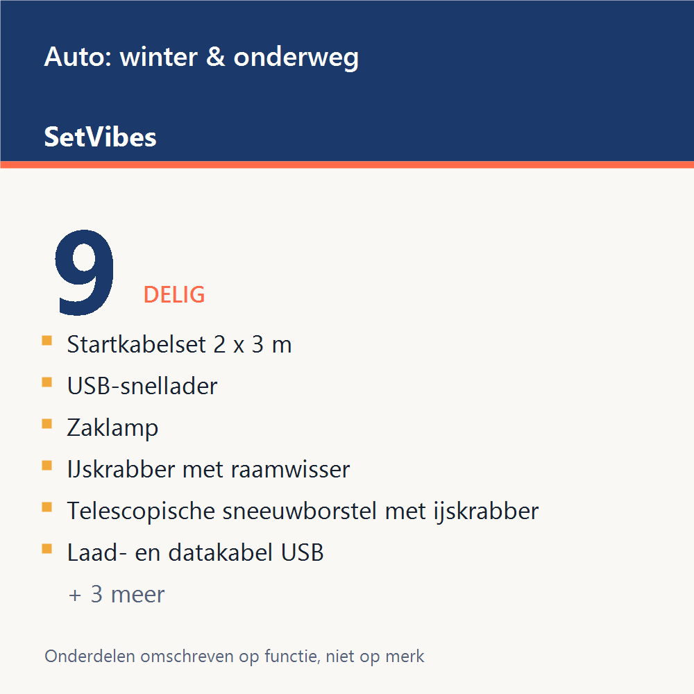 Auto: winter & onderweg Set 9-delig - overzicht van de 9 onderdelen